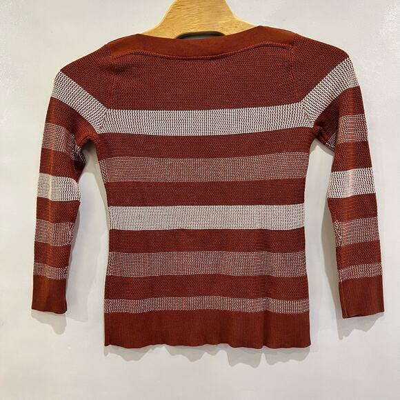 Market & Spruce Colorblock Stripe Sweater Size Medium Rust Stitch Fix - Picture 4 of 4